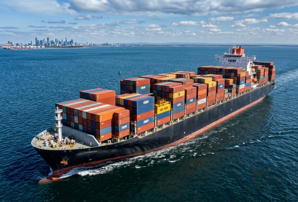 Container vessel at sea
