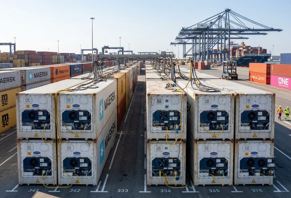 Reefer containers at terminal